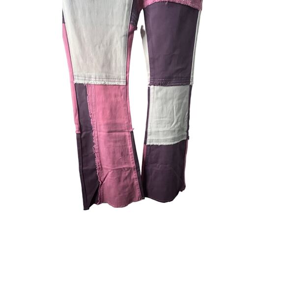 Mazik Flare Leg Bell bottom Jeans Distressed pink and purple Medium - Picture 4 of 11